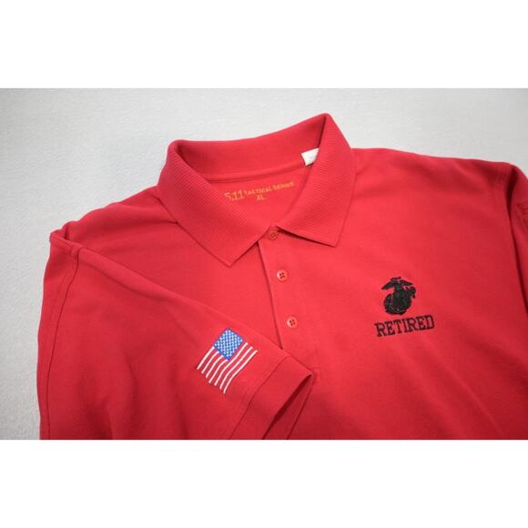 5.11 Tactical Polo Shirt Red Retired Marine Performance Cotton Mens Size XL - Picture 5 of 7